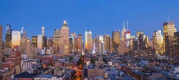 View of Midtown Manhattan from the press lounge rooftop bar, New York, USA