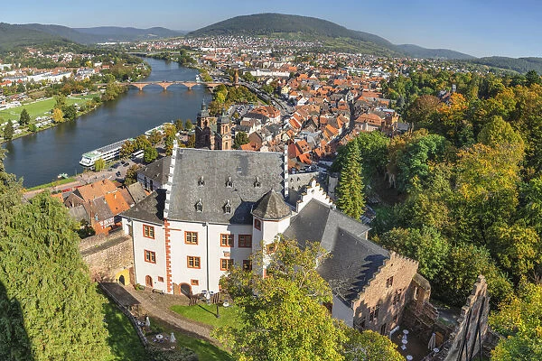 View from Mildenburg Castle over the old town of Miltenberg, Lower Franconia, Bavaria, Germany