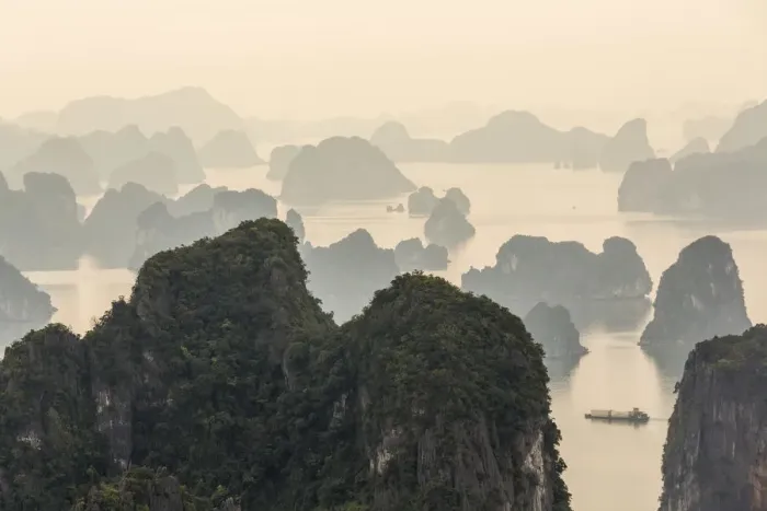 Framed Print : View over misty Ha Long Bay, Vietnam Framed Print : View over misty Ha Long Bay, Vietnam