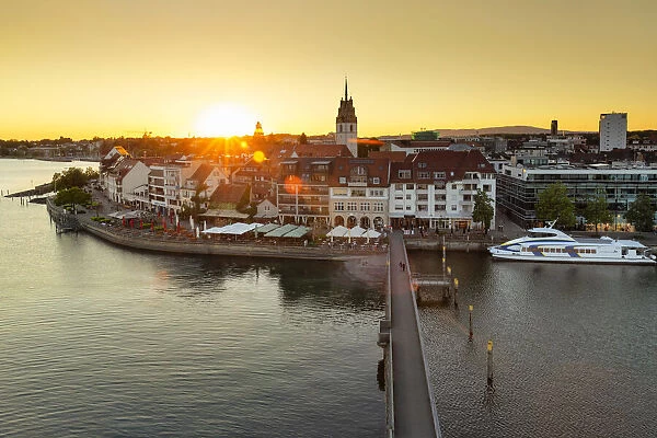 View from Moleturm Tower on Friedrichshafen, Lake Constance, Baden-Wuerttemberg, Germany