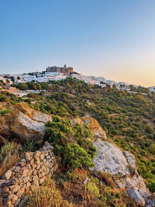 Framed Print : View towards the Monastery of Saint-John the Theologian at sunset, Patmos Chora, Patmos Island, Dodecanese, Greece Framed Print : View towards the Monastery of Saint-John the Theologian at sunset, Patmos Chora, Patmos Island, Dodecanese, Greece
