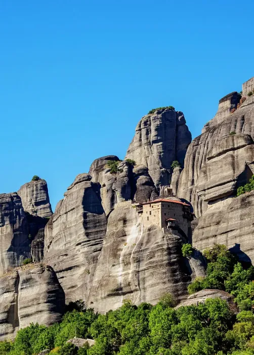 Framed Print : View towards the Monastery of Saint Nicholas Anapafsas, Meteora, Thessaly, Greece Framed Print : View towards the Monastery of Saint Nicholas Anapafsas, Meteora, Thessaly, Greece