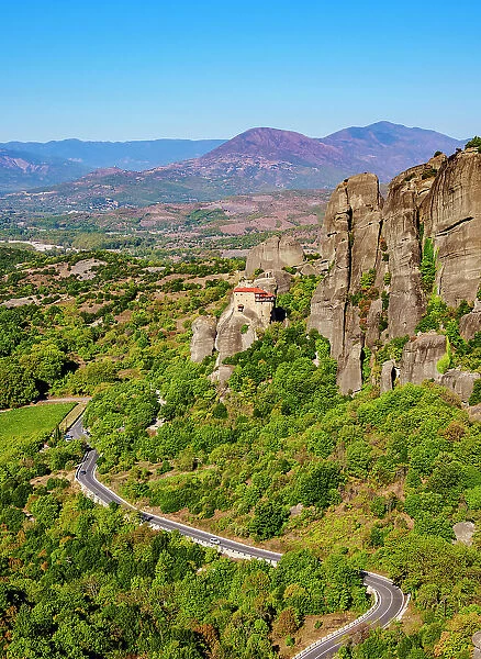 View towards the Monastery of Saint Nicholas Anapafsas, Meteora, Thessaly, Greece