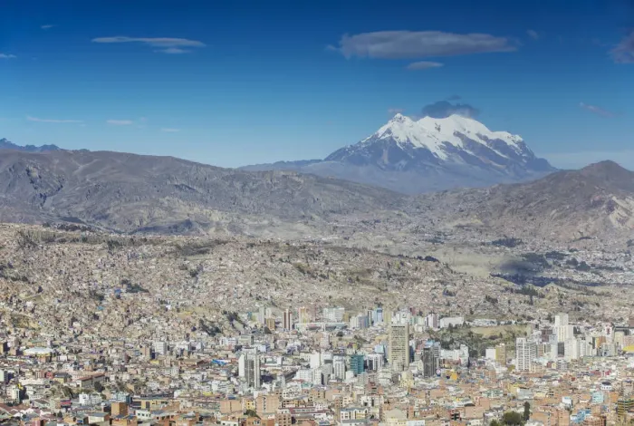 Framed Print : View of Mount Illamani and La Paz, Bolivia Framed Print : View of Mount Illamani and La Paz, Bolivia