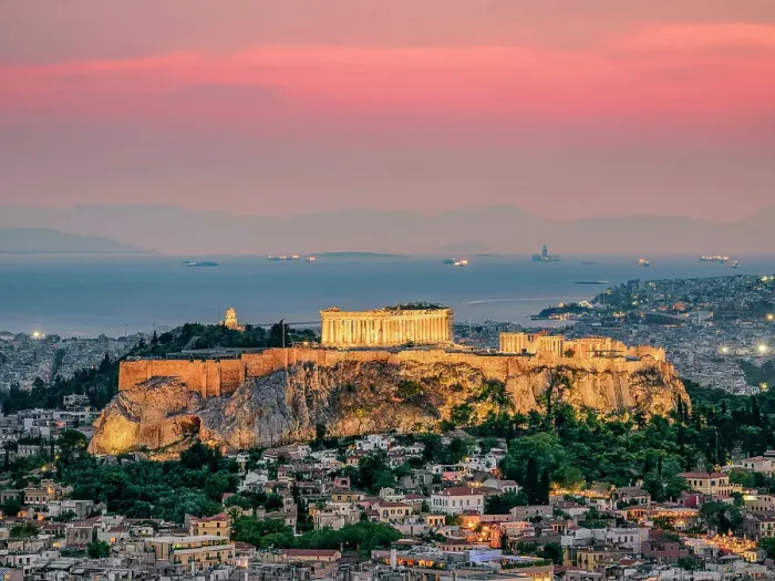 Framed Print : View from Mount Lycabettus towards Acropolis at dusk, Athens, Attica, Greece Framed Print : View from Mount Lycabettus towards Acropolis at dusk, Athens, Attica, Greece