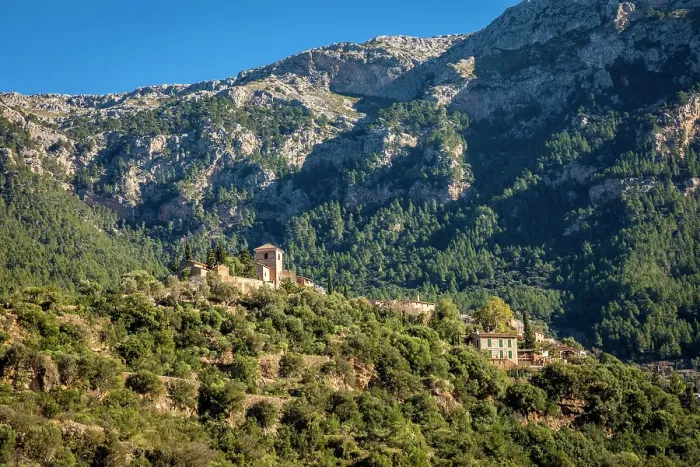 Framed Print : View of the mountain village of Deia, Serra de Tramuntana, Mallorca, Balearic Islands, Spain Framed Print : View of the mountain village of Deia, Serra de Tramuntana, Mallorca, Balearic Islands, Spain