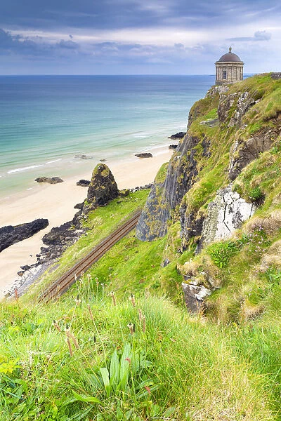 View of the Mussenden temple and the Downhill beach below