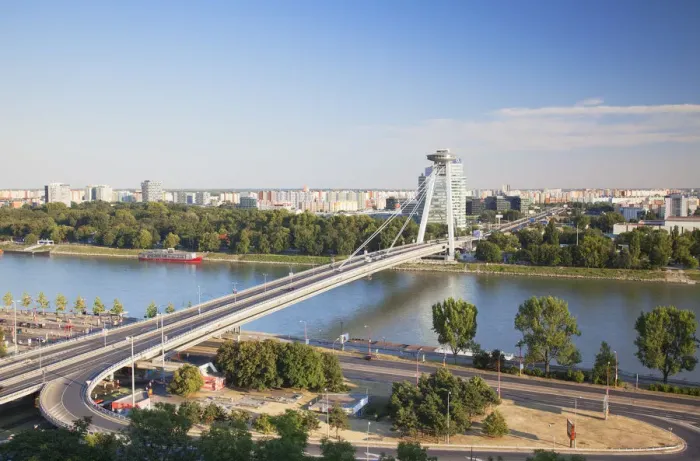 Framed Print : View of New Bridge, Bratislava, Slovakia Framed Print : View of New Bridge, Bratislava, Slovakia