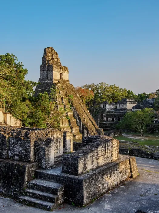 Framed Print : View over the North Acropolis towards Temple I or Temple of the Great Jaguar at sunset, Tikal, Peten Department, Guatemala Framed Print : View over the North Acropolis towards Temple I or Temple of the Great Jaguar at sunset, Tikal, Peten Department, Guatemala