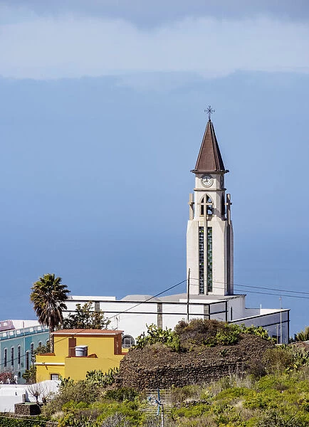 View towards Nuestra Senora de Bonanza Church, El Paso, La Palma, Canary Islands, Spain