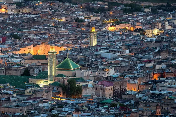 Framed Print : View over the old city of Fes el-Bali at dusk, Fez, Morocco Framed Print : View over the old city of Fes el-Bali at dusk, Fez, Morocco