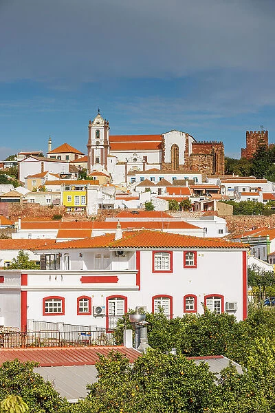 View of the old town with the castle and cathedral in Silves, Algarve, Portugal
