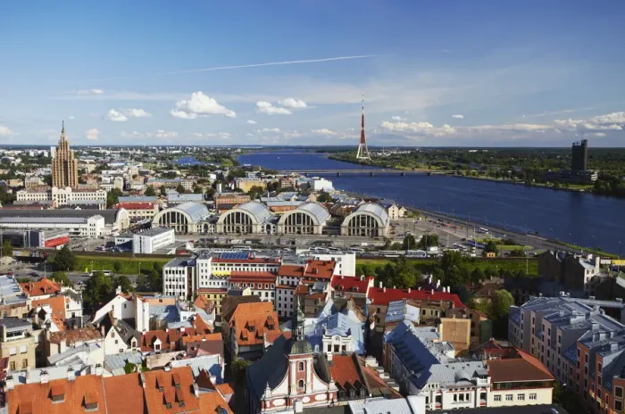 Framed Print : View of Old Town with Daugava River, Riga, Latvia Framed Print : View of Old Town with Daugava River, Riga, Latvia