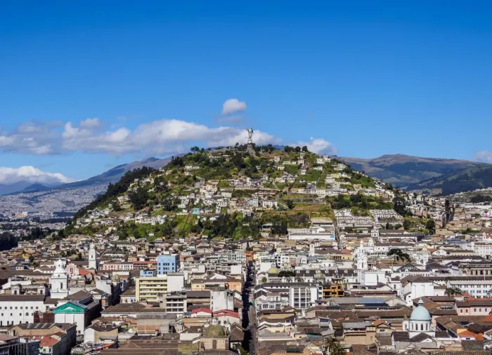Framed Print : View over Old Town towards El Panecillo Hill, Quito, Pichincha Province, Ecuador Framed Print : View over Old Town towards El Panecillo Hill, Quito, Pichincha Province, Ecuador