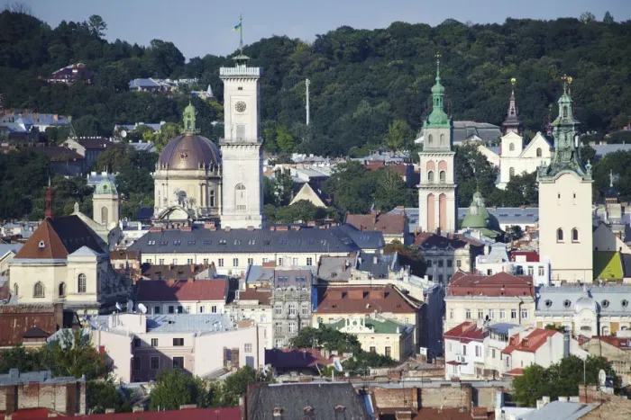 Framed Print : View of Old Town, Lviv, Ukraine Framed Print : View of Old Town, Lviv, Ukraine