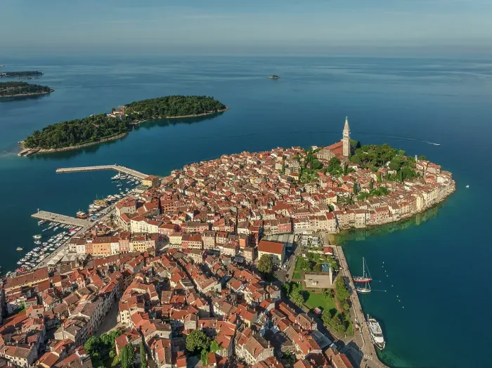 Framed Print : View over the Old town to St.Caterina Island, Rovinj, Istria, Croatia Framed Print : View over the Old town to St.Caterina Island, Rovinj, Istria, Croatia