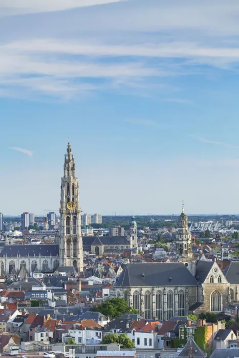 Framed Print : View of Onze-Lieve-Vrouwe Cathedral, Antwerp, Flanders, Belgium
