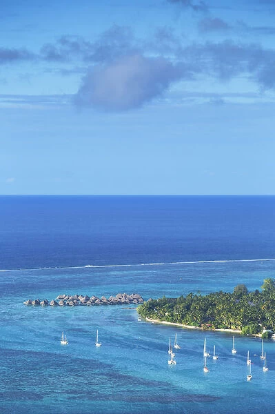 View of Opunohu Bay and Hilton Mo orea Lagoon Resort, Mo orea, Society Islands
