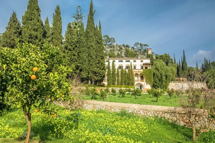Framed Print : View from the orchards to the manor house of the Raixa estate, Bunyola, Mallorca, Balearic Islands, Spain Framed Print : View from the orchards to the manor house of the Raixa estate, Bunyola, Mallorca, Balearic Islands, Spain