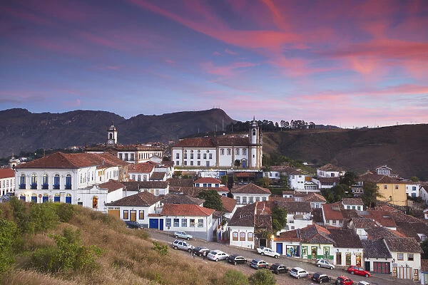 View of Ouro Preto (UNESCO World Heritage Site) at sunset, Minas Gerais, Brazil