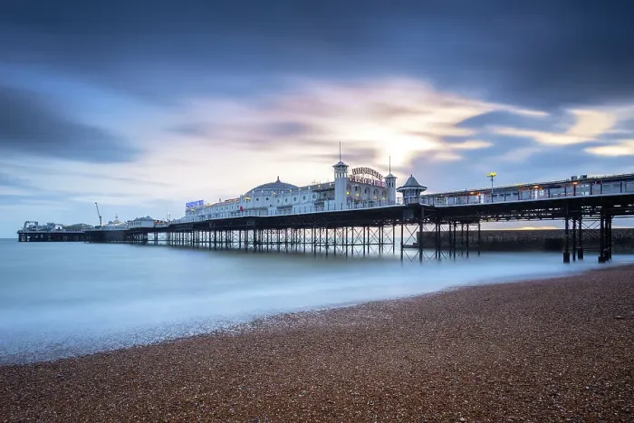 Framed Print : View of the Palace pier at sunset. Brighton, East Sussex, Southern England, United Kingdom Framed Print : View of the Palace pier at sunset. Brighton, East Sussex, Southern England, United Kingdom