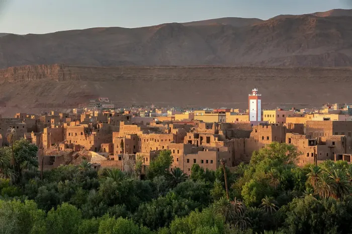 Framed Print : View over palmerie to old town of Tinherir, Morocco Framed Print : View over palmerie to old town of Tinherir, Morocco