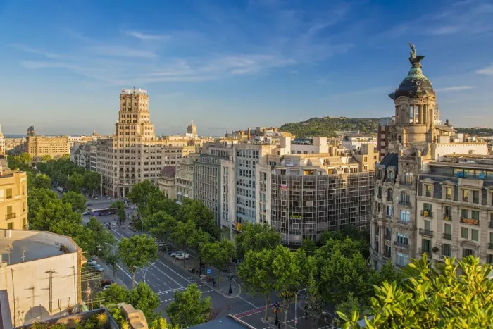 Framed Print : Top view of Passeig de Gracia, Barcelona, Catalonia, Spain Framed Print : Top view of Passeig de Gracia, Barcelona, Catalonia, Spain