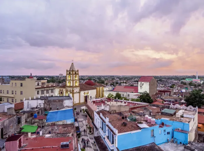 Framed Print : View over Pedestrian Calle Maceo towards Nuestra Senora de la Soledad Church at dusk Framed Print : View over Pedestrian Calle Maceo towards Nuestra Senora de la Soledad Church at dusk
