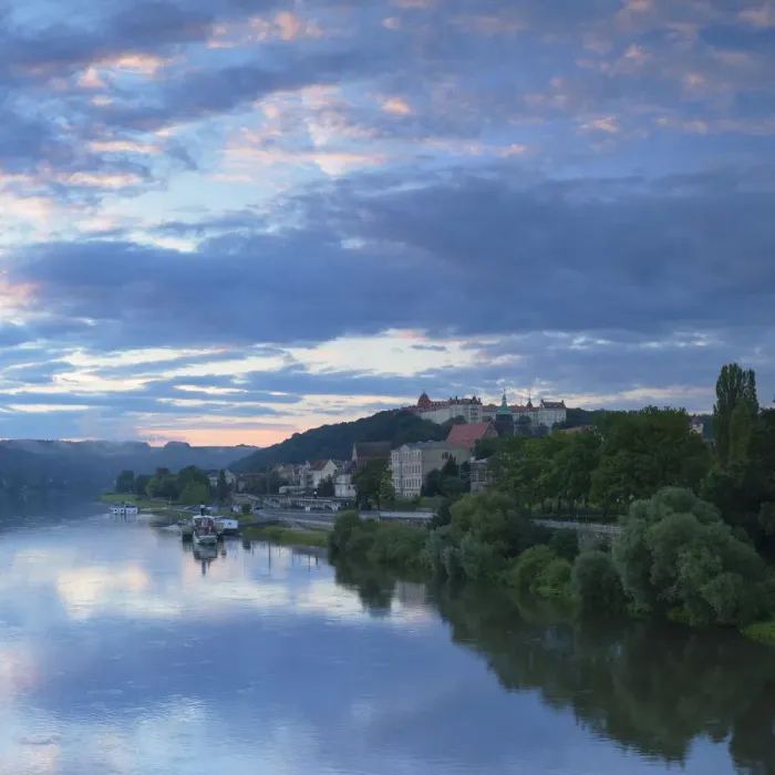 Framed Print : View of Pirna at dawn, Saxony, Germany Framed Print : View of Pirna at dawn, Saxony, Germany