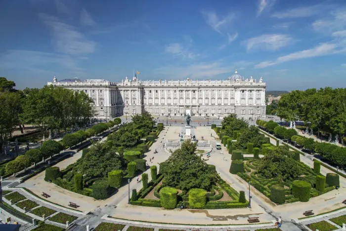 Framed Print : Top view over Plaza de Oriente square with Palacio Real or Royal Palace behind, Madrid Framed Print : Top view over Plaza de Oriente square with Palacio Real or Royal Palace behind, Madrid