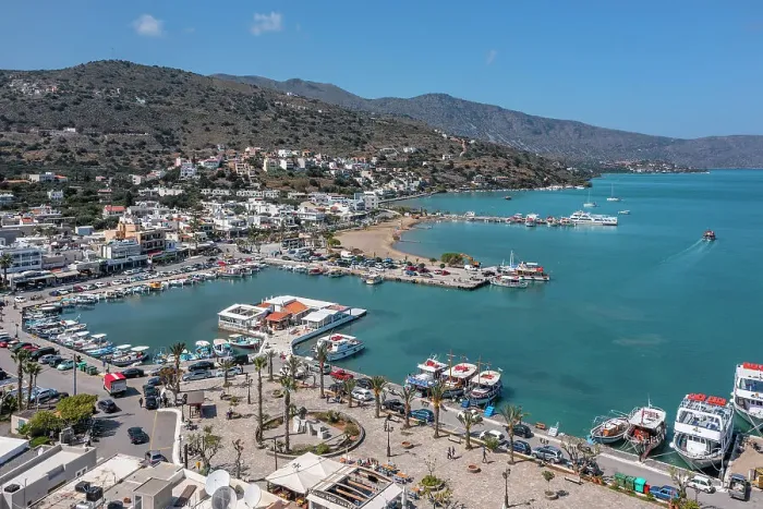 Framed Print : View over the port of Elounda, Mirabello Gulf, Lasithi, Crete, Greece