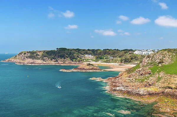 View towards Portelet Bay on the south coast of Jersey, Channel Islands