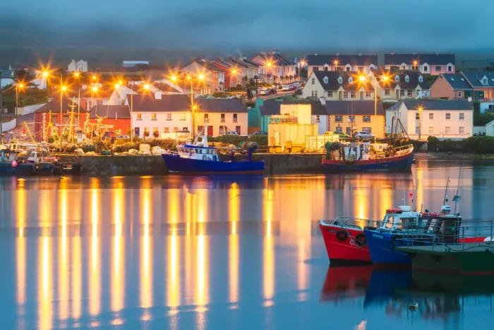 Framed Print : View of Portmagee at night, County Kerry, Ireland Framed Print : View of Portmagee at night, County Kerry, Ireland