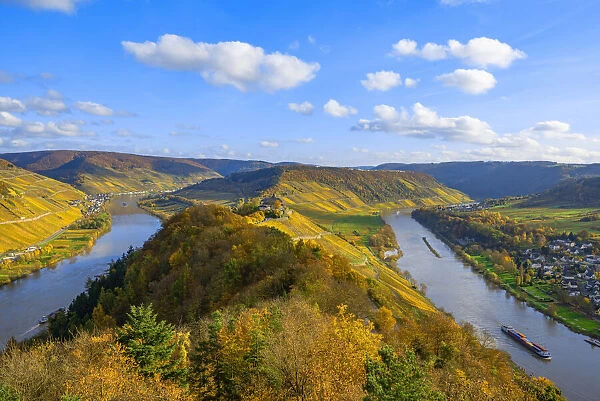 View from Prinzenkopftower at Marienburg, Mosel valley, Rhineland-Palatinate, Germany