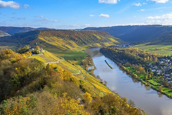 View at Punderich and Marienburg, Mosel valley, Rhineland-Palatinate, Germany
