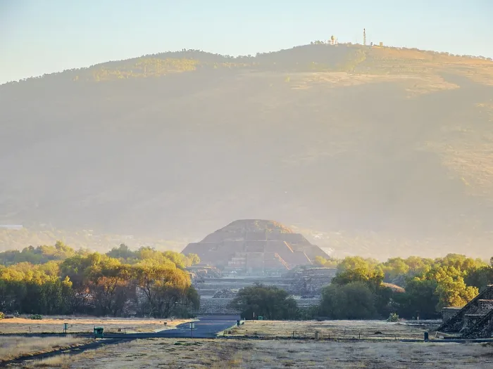 Framed Print : View towards the Pyramid of the Moon at sunrise, Teotihuacan, Mexico State, Mexico Framed Print : View towards the Pyramid of the Moon at sunrise, Teotihuacan, Mexico State, Mexico