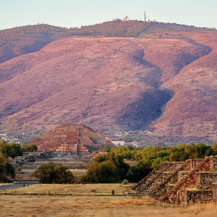 Framed Print : View towards the Pyramid of the Moon at sunset, Teotihuacan, Mexico State, Mexico