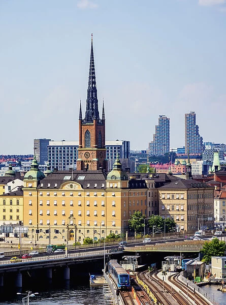 View towards the Riddarholmen Church, Stockholm, Stockholm County, Sweden