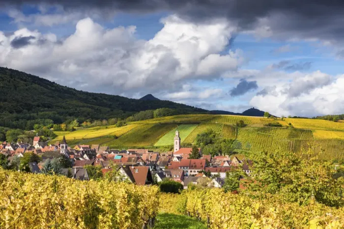 Framed Print : View over Riquewihr, Alsace, France