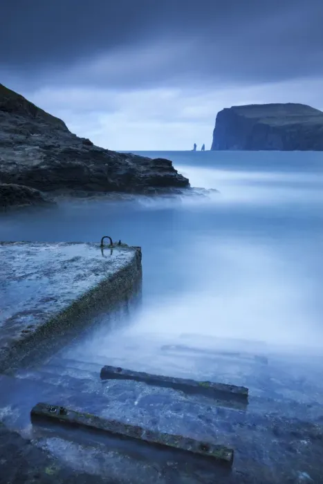 Framed Print : View towards Risin og Kellingin from Tjornuvik, Isle of Streymoy, Faroe Islands. Spring