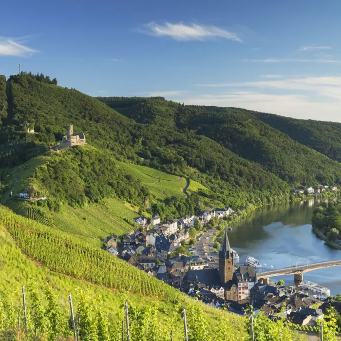 Framed Print : View of River Moselle and Bernkastel-Kues, Rhineland-Palatinate, Germany Framed Print : View of River Moselle and Bernkastel-Kues, Rhineland-Palatinate, Germany
