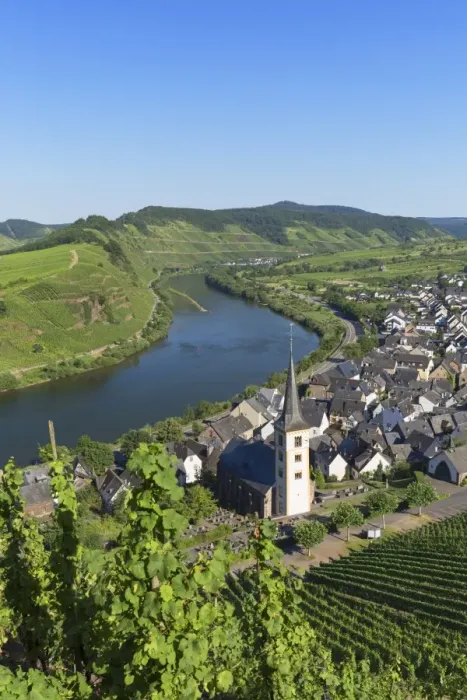 Framed Print : View of River Moselle, Bremm, Rhineland-Palatinate, Germany Framed Print : View of River Moselle, Bremm, Rhineland-Palatinate, Germany