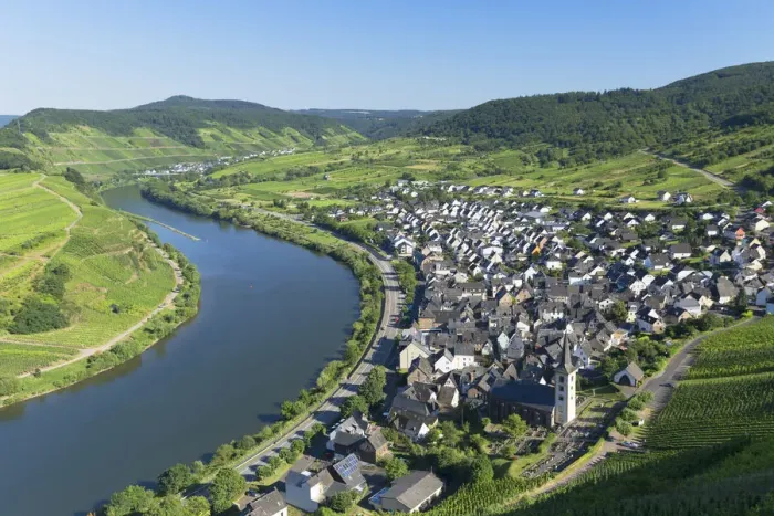 Framed Print : View of River Moselle, Bremm, Rhineland-Palatinate, Germany Framed Print : View of River Moselle, Bremm, Rhineland-Palatinate, Germany