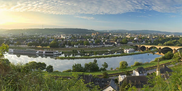 View of River Moselle and Trier, Rhineland-Palatinate, Germany