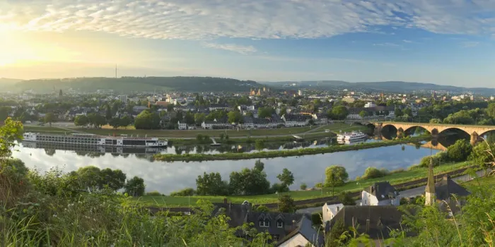 Framed Print : View of River Moselle and Trier, Rhineland-Palatinate, Germany Framed Print : View of River Moselle and Trier, Rhineland-Palatinate, Germany