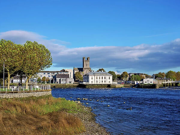 View over River Shannon towards Saint Mary's Cathedral, Limerick, County Limerick, Ireland