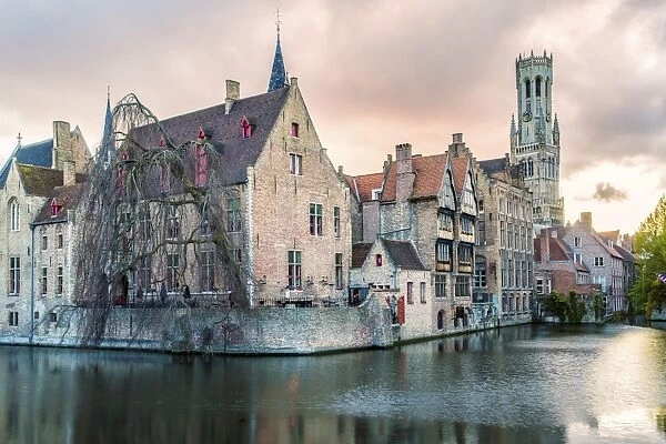 View from the Rozenhoedkaai, Bruges, Belgium, Europe
