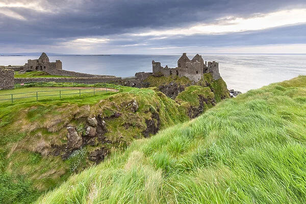 View of the ruins of the Dunluce Castle. Bushmills, County Antrim, Ulster region