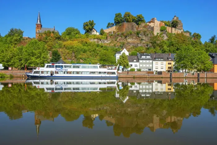 Framed Print : View at Saarburg with Saarburg castle and river Saar, Rhineland-Palatinate, Germany Framed Print : View at Saarburg with Saarburg castle and river Saar, Rhineland-Palatinate, Germany
