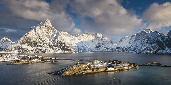 View over Sakrisoy in Winter, Lofoten Islands, Norway